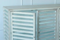 Antique Grey Elm Slatted 4 Door Sideboard -Furniture Store 307306 grey wood buffet detail 44