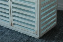 Antique Grey Elm Slatted 4 Door Sideboard -Furniture Store 307306 grey wood buffet detail 45