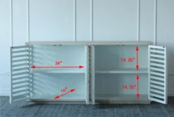 Antique Grey Elm Slatted 4 Door Sideboard -Furniture Store 307306 grey wood buffet detail 48