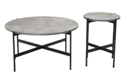 Gray & Black Coffee Table Set -Furniture Store 307387 grey metal coffee table detail 48