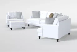 Edge Chenille Sofa/Loveseat/Chair/Ottoman Set 11 Edge Chenille Sofa/Loveseat/Chair/Ottoman Set -Furniture Store 307534 white fabric living room set side 20