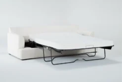 Belinha II Opal 95" Queen Sleeper Sofa -Furniture Store 307573 white fabric sleeper side 19