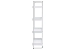 Eugene 4-Shelf Bookcase White High Gloss And Chrome -Furniture Store 307920 side 14