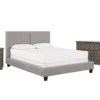 Rylee Queen Upholstered Panel 3 Piece Bedroom Set With Marco Charcoal Dresser + Nightstand -Furniture Store 308542 grey fabric bedroom set signature 01