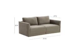 Lyric Taupe Velvet 74" 2 Piece Modular Loveseat -Furniture Store 309169 brown fabric sectional loveseat front 02