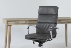 Allen Computer Desk + Moby Grey High Back Office Chair -Furniture Store 309604 grey wood desk and chair set detail 44