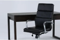 Pierce Espresso Computer Desk + Moby Black High Back Office Chair -Furniture Store 309634 brown wood desk and chair set side 19