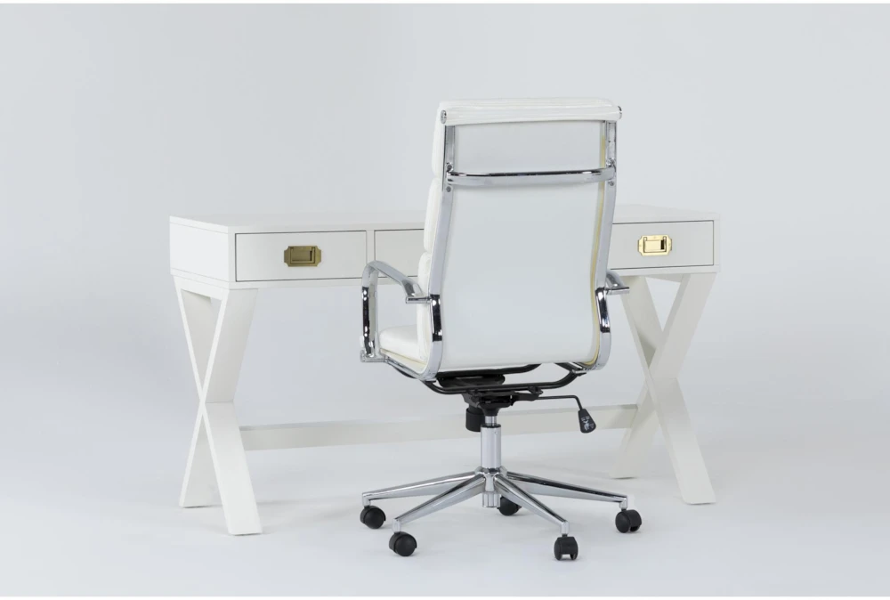 Adams White Desk + Moby White High Back Office Chair 4 Adams White Desk + Moby White High Back Office Chair - Image 2