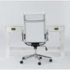 Adams White Desk + Moby White High Back Office Chair -Furniture Store 309822 white wood desk and chair set signature 01