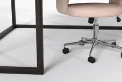 Pierce Espresso Corner Desk + Phoebe Blush Office Chair -Furniture Store 309824 brown wood desk and chair set detail 44