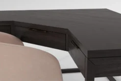 Pierce Espresso Corner Desk + Phoebe Blush Office Chair -Furniture Store 309824 brown wood desk and chair set detail 45