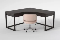 Pierce Espresso Corner Desk + Phoebe Blush Office Chair