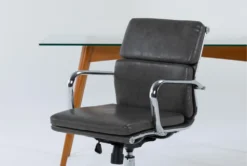 Alton Glass Desk + Moby Grey Low Back Rolling Office Chair 7 Alton Glass Desk + Moby Grey Low Back Rolling Office Chair -Furniture Store 309866 brown wood desk and chair set side 19