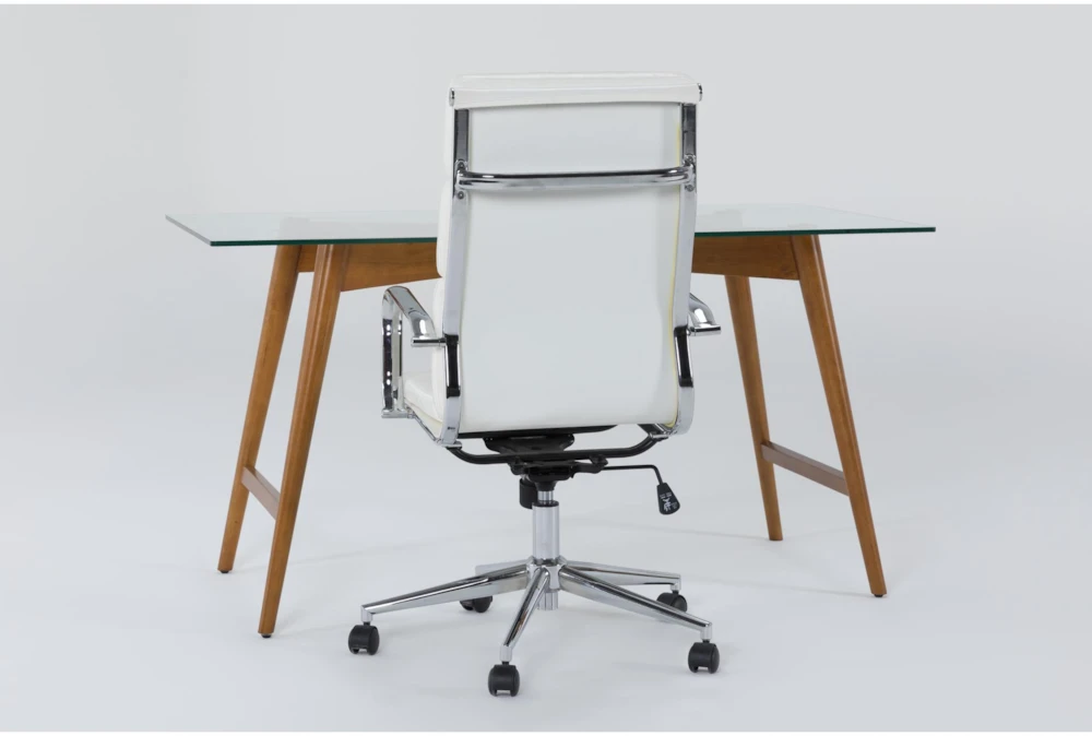Alton Glass Desk + Moby White High Back Rolling Office Chair 4 Alton Glass Desk + Moby White High Back Rolling Office Chair - Image 2