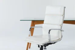 Alton Glass Desk + Moby White High Back Rolling Office Chair 7 Alton Glass Desk + Moby White High Back Rolling Office Chair -Furniture Store 309867 brown wood desk and chair set side 19