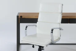 Whistler Desk + Moby White High Back Rolling Office Chair -Furniture Store 309871 natural wood desk and chair set side 19