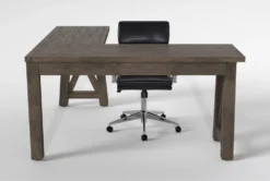 Jaxon Grey Corner Desk + Moby Black Low Back Rolling Office Chair -Furniture Store 309874 grey wood desk and chair set back 65
