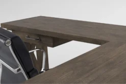 Jaxon Grey Corner Desk + Moby Black Low Back Rolling Office Chair -Furniture Store 309874 grey wood desk and chair set detail 45