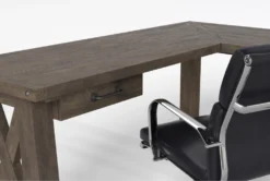 Jaxon Grey Corner Desk + Moby Black Low Back Rolling Office Chair -Furniture Store 309874 grey wood desk and chair set detail 46