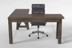Jaxon Grey Corner Desk+ Moby Grey High Back Rolling Office Chair -Furniture Store 309891 grey wood desk and chair set back 65