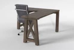 Jaxon Grey Corner Desk+ Moby Grey High Back Rolling Office Chair -Furniture Store 309891 grey wood desk and chair set side 19