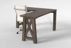 Jaxon Grey Corner Desk + Moby White High Back Rolling Office Chair -Furniture Store 309892 grey wood desk and chair set side 19