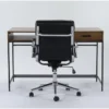 Hollis Writing Desk + Moby Black Low Back Rolling Office Chair -Furniture Store 309910 brown wood desk and chair set signature 01