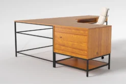 Hollis 3Pc Corner Desk + Moby White High Back Rolling Office Chair -Furniture Store 309918 brown wood desk and chair set side 20