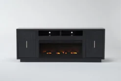 Linette 84" Fireplace Tv Stand -Furniture Store 310197 black wood media console front 03