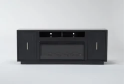 Linette 84" Fireplace Tv Stand -Furniture Store 310197 black wood media console front 04