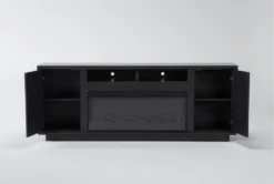 Linette 84" Fireplace Tv Stand -Furniture Store 310197 black wood media console front 05