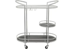 Silver 3-Tier Metal Rolling Bar Cart 13 Silver 3-Tier Metal Rolling Bar Cart -Furniture Store 311198 silver metal bar cart back 82