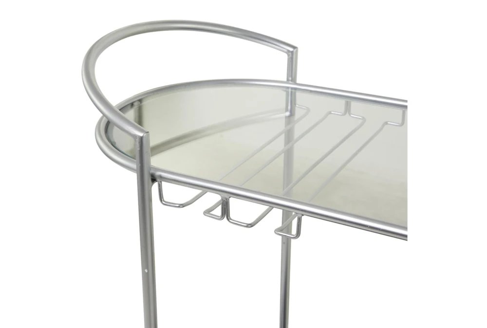 Silver 3-Tier Metal Rolling Bar Cart 5 Silver 3-Tier Metal Rolling Bar Cart - Image 3
