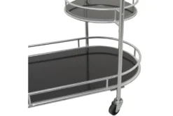 Silver 3-Tier Metal Rolling Bar Cart 12 Silver 3-Tier Metal Rolling Bar Cart -Furniture Store 311198 silver metal bar cart detail 45