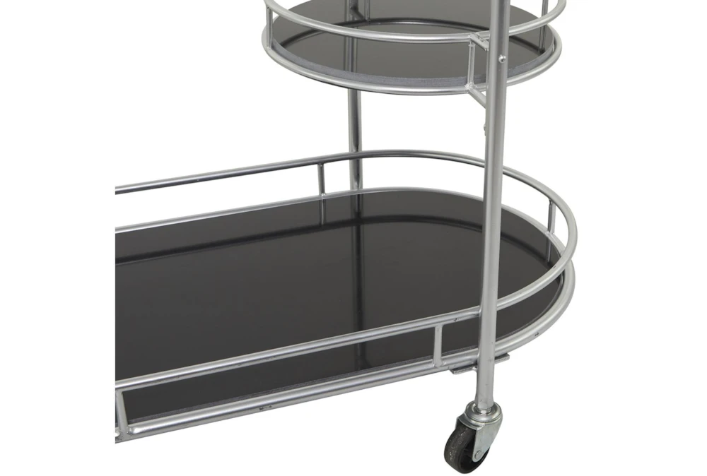 Silver 3-Tier Metal Rolling Bar Cart 6 Silver 3-Tier Metal Rolling Bar Cart - Image 4