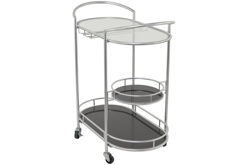 Silver 3-Tier Metal Rolling Bar Cart 9 Silver 3-Tier Metal Rolling Bar Cart - Image 7