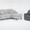 Stark Light Grey Sofa With Reversible Chaise & Dark Grey Swivel Chair -Furniture Store 313047 grey fabric living room set signature 01