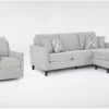 Stark Light Grey Sofa With Reversible Chaise & Light Grey Swivel Chair 2 Stark Light Grey Sofa With Reversible Chaise & Light Grey Swivel Chair -Furniture Store 313049 grey fabric living room set signature 01