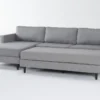 Calais Gravel 112" 2 Piece Sectional With Left Arm Facing Chaise & Cocktail Ottoman -Furniture Store 313111 grey fabric sectional signature 01