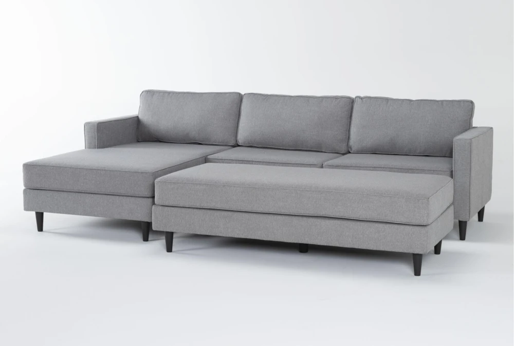 Calais Gravel 112" 2 Piece Sectional With Left Arm Facing Chaise & Cocktail Ottoman 3 Calais Gravel 112" 2 Piece Sectional With Left Arm Facing Chaise & Cocktail Ottoman