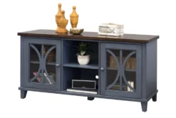 Ferriday Blue 60" Tv Stand -Furniture Store 313253 blue wood media console front 03