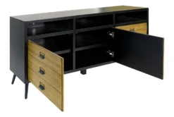 Emory Black 80" Tv Stand -Furniture Store 313284 black wood media console detail 45