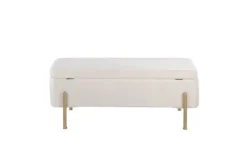 Ella Storage Bench In Gold Steel And Cream Velvet -Furniture Store 313735 white velvet bench back 82