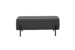 Ella Storage Bench In Black Steel And Charcoal Fabric -Furniture Store 313736 grey polyester bench back 82