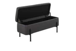 Ella Storage Bench In Black Steel And Charcoal Fabric -Furniture Store 313736 grey polyester bench detail 44