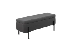 Ella Storage Bench In Black Steel And Charcoal Fabric