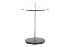 Kate Black Marble, Nickle And Glass Side Table -Furniture Store 313741 silver metal chairside table front 02