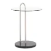 Kate Black Marble, Nickle And Glass Side Table -Furniture Store 313741 silver metal chairside table signature 01