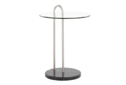 Kate Black Marble, Nickle And Glass Side Table