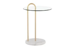 Kate White Marble, Gold And Glass Side Table -Furniture Store 313742 gold metal chairside table side 14